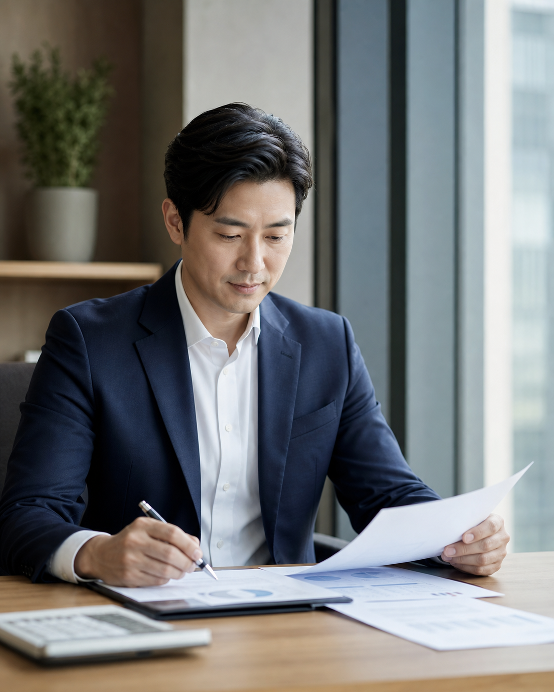 서류를 검토하는 온율 대표 세무사